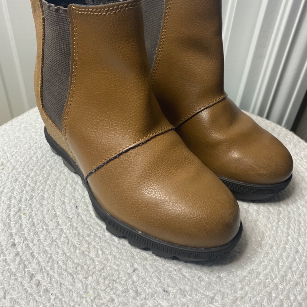 Sorel Brown Wedges Youth Joan Of Arctic II Zip Booties Size 1 Kids